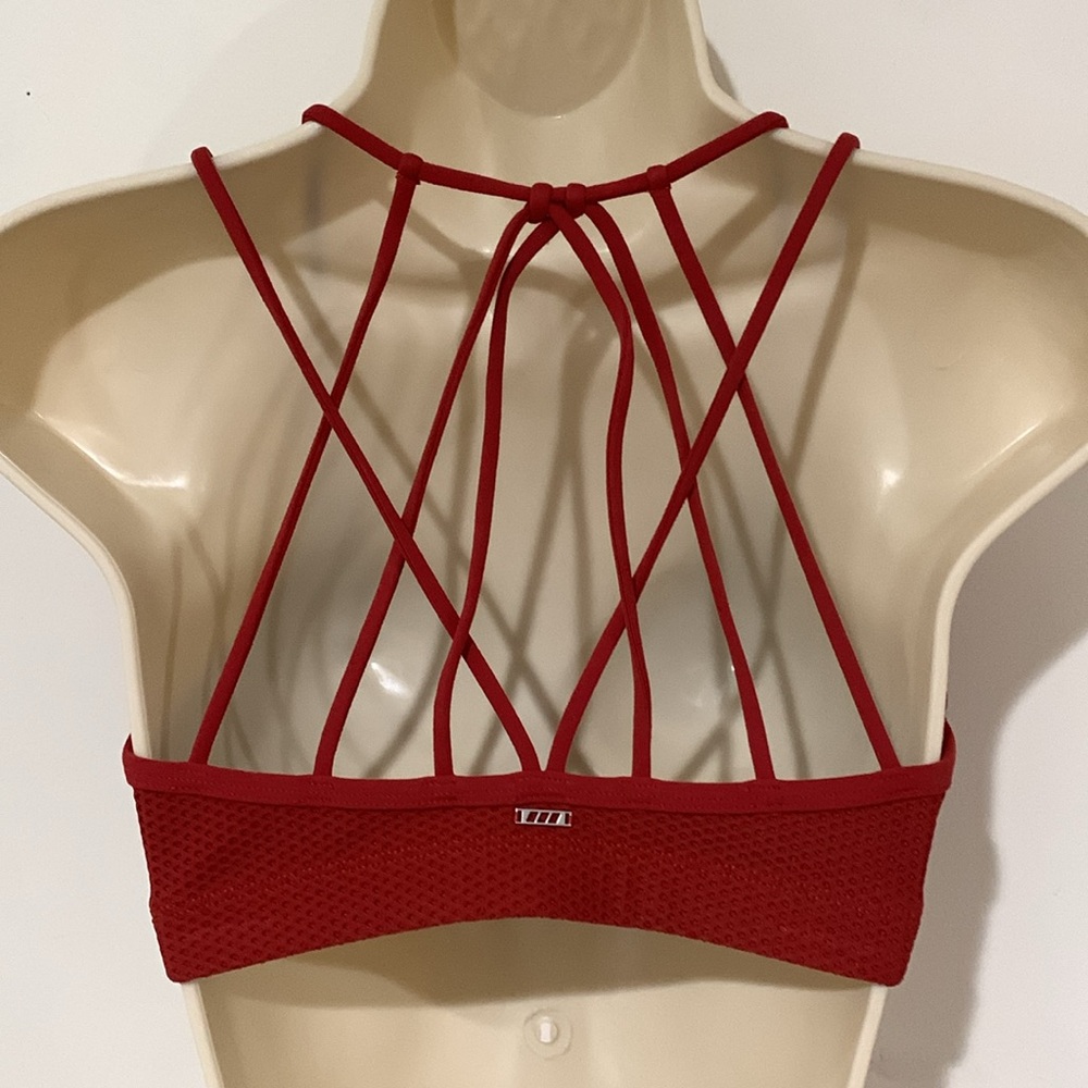 Lorna Jane Strappy Sports Bra in Rust Red